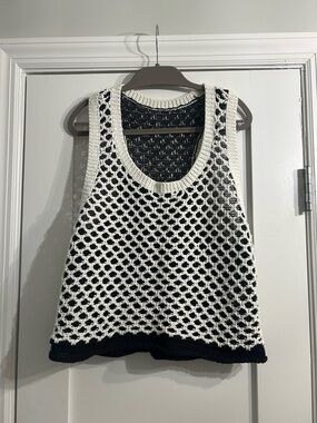 rag & bone Black and Cream Crochet Knit Tank
